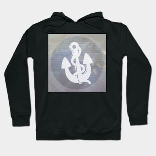 Anchor in fog and clouds on a vintage textured paper vector background, with grunge stains. Hoodie